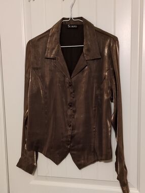 Scorpio Sol Bronze Shimmery Button-Up Blouse